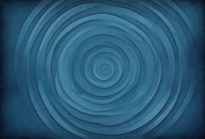 The primary subject of the image is a blue spiral pattern. The setting is a blue background, and the visual style appears to be a digital art or illustration. The dominant colors are blue and white, creating a calm and soothing atmosphere.