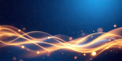 The primary subject of the image is a blue background with a wave-like pattern. The setting is a dark blue background, which creates a contrast with the wave pattern. The visual style is a combination of digital art and illustration, giving the image a unique and artistic appearance. The dominant colors are blue and orange, with the blue background and the orange wave pattern creating a visually striking and calming atmosphere.