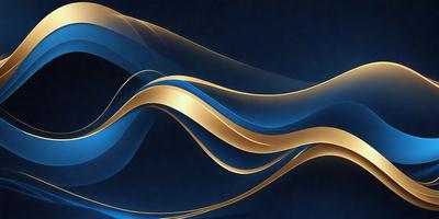 The primary subject of the image is a blue and gold swirl pattern. The setting is a dark blue background, which contrasts with the swirl pattern. The visual style is a digital art or illustration, as the swirl pattern appears to be a part of a larger design. The colors and mood of the image are predominantly blue and gold, creating a sense of elegance and sophistication.