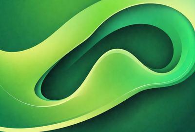 The primary subject of the image is a green, curved, and swirling design. The setting is a green background, which complements the design. The visual style is a digital art or illustration, creating a unique and eye-catching pattern. The colors and mood are predominantly green, giving the image a fresh and lively atmosphere.