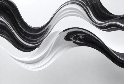 The primary subject of the image is a white and black striped pattern. The setting is a white background, and the visual style appears to be a digital art or illustration. The dominant colors are white and black, creating a bold and striking pattern. The overall atmosphere of the image is modern and visually appealing.