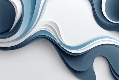 The primary subject of the image is a large, colorful, and abstract artwork. The setting is a white wall, which serves as the background for the artwork. The visual style is a combination of digital art and illustration, creating a unique and eye-catching design. The colors and mood of the artwork are vibrant and energetic, with a focus on blue and white tones.