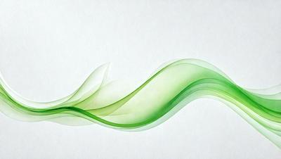 The primary subject of the image is a green wave or flowing pattern, which appears to be a digital art or illustration. The setting is a white background, and the visual style suggests a modern and creative approach to art. The dominant colors in the image are green, which gives the scene a fresh and lively atmosphere.