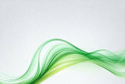 The primary subject of the image is a green wave or flowing pattern, which appears to be a digital art or illustration. The setting is a white background, which provides a clean and minimalist appearance. The visual style is modern and creative, with the green wave being the focal point of the image. The colors and mood are predominantly green, creating a sense of calmness and tranquility.