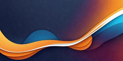 The primary subject of the image is a blue and orange wave, which is the main focus of the scene. The setting is a blue background, and the visual style appears to be a digital art or illustration. The dominant colors in the image are blue and orange, creating a vibrant and energetic atmosphere.
