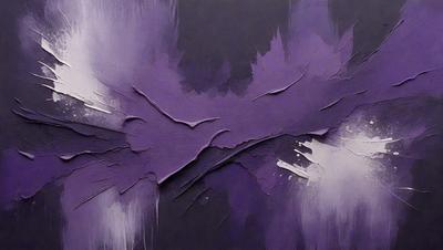 The primary subject of the image is a purple painting with a bird on it. The setting is a canvas, and the visual style appears to be a painting or drawing. The dominant colors in the painting are purple and white, creating a mood of calmness and tranquility.