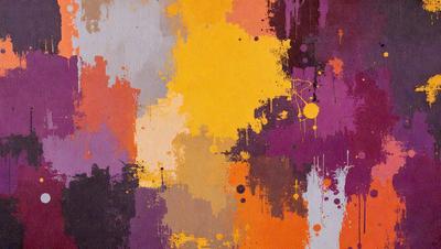 The primary subject of the image is a painting with a yellow and orange color scheme. The setting is a canvas, and the visual style appears to be a mix of digital art and illustration. The dominant colors are yellow and orange, creating a warm and vibrant atmosphere.