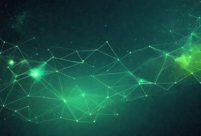 The primary subject of the image is a green, glowing, and interconnected network of lines, which appears to be a digital art or illustration. The setting is a dark background, which contrasts with the bright green lines. The visual style is a combination of digital art and illustration, creating a unique and captivating pattern. The colors and mood of the image are predominantly green, with a sense of interconnectedness and harmony.