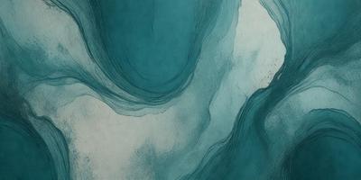 The primary subject of the image is a blue ocean with waves. The setting is the ocean, and the visual style is a painting or drawing. The dominant colors are blue and white, creating a serene and calming atmosphere.