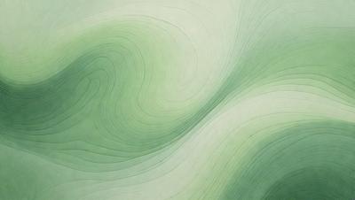 The primary subject of the image is a large, curved, and swirling green pattern. The setting is a white background, which contrasts with the green pattern. The visual style is a combination of digital art and illustration, creating a unique and eye-catching design. The colors and mood of the image are predominantly green, giving it a fresh and lively appearance.