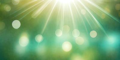 The primary subject of the image is a bright sunlight shining through a green forest. The setting is a lush green forest with trees and sunlight illuminating the area. The visual style is a photo of the sunlight shining through the trees. The colors and mood of the image are bright, vibrant, and serene, with the green trees and sunlight creating a peaceful and natural atmosphere.