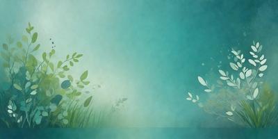 The primary subject of the image is a leafy plant with green leaves, which is the main focus of the image. The setting is a blue sky, and the visual style is a digital art or illustration. The colors in the image are predominantly green, which gives the image a calm and serene atmosphere.