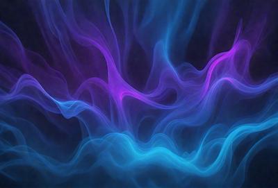 The primary subject of the image is a purple and blue smoke-like pattern, which appears to be a digital art or illustration. The setting is a dark background, which contrasts with the vibrant colors of the smoke pattern. The visual style suggests that the image is a creative and artistic representation of the smoke pattern, rather than a photo or a real-life scene. The dominant colors of the image are purple and blue, creating a calming and serene atmosphere.