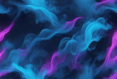 The primary subject of the image is a purple and blue smoke or mist, which appears to be a digital art or illustration. The setting is a dark background, and the visual style gives the impression of a surreal or dreamy atmosphere. The colors and mood of the image are predominantly purple and blue, creating a sense of mystery and intrigue.