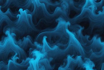 The primary subject of the image is a blue, swirling, and flowing pattern, which appears to be a digital art or illustration. The setting is a dark background, which contrasts with the blue swirls. The visual style is a combination of digital art and illustration, creating a unique and captivating image. The colors and mood of the image are predominantly blue, giving it a calming and serene atmosphere.