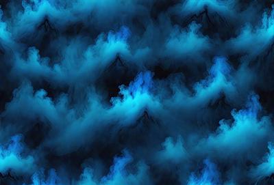 The primary subject of the image is a blue and white pattern, which appears to be a digital art or illustration. The setting is a dark blue background, creating a moody atmosphere. The visual style suggests that the image is a creative and artistic representation of a cloudy sky. The dominant colors are blue and white, with the blue being the primary color, and the white elements adding contrast and depth to the pattern.