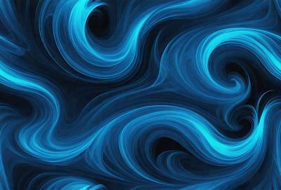 The primary subject of the image is a blue and white swirling pattern, which appears to be a digital art or illustration. The setting is a dark blue background, creating a contrasting effect with the swirling pattern. The visual style suggests that the image is a creative and artistic representation of a swirling motion. The dominant colors are blue and white, giving the image a calming and serene atmosphere.