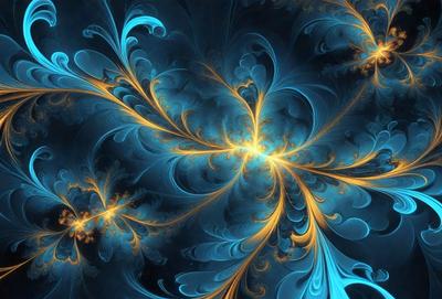 The primary subject of the image is a blue and yellow swirling pattern, which appears to be a digital art or illustration. The setting is a dark background, which contrasts with the vibrant colors of the swirling pattern. The visual style suggests that the image is a creative and artistic representation of a swirling design. The dominant colors are blue and yellow, creating a lively and energetic atmosphere.