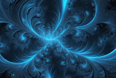 The primary subject of the image is a blue and purple swirling pattern, which appears to be a digital art or illustration. The setting is a dark blue background, creating a contrasting and dramatic effect. The visual style is a combination of digital art and illustration, with a focus on the swirling pattern. The colors and mood of the image are predominantly blue and purple, giving it a serene and calming atmosphere.