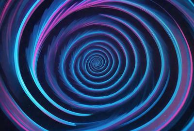 The primary subject of the image is a spiral pattern, which is the main object, scene, or focus of the image. The spiral pattern is set against a purple background, creating a visually striking contrast. The spiral pattern is depicted in a digital art style, giving it a modern and dynamic appearance. The overall atmosphere of the image is vibrant and captivating, with the spiral pattern serving as the central point of interest.