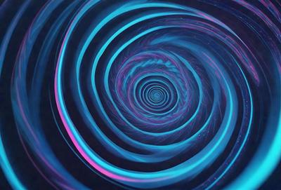 The primary subject of the image is a spiral pattern, which is a blue and purple swirl. The setting is a dark background, which contrasts with the spiral pattern. The visual style is a digital art or illustration, as the spiral pattern appears to be a digital creation. The colors and mood of the image are predominantly blue and purple, giving it a calming and serene atmosphere.