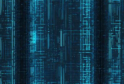The primary subject of the image is a blue and green patterned background. The setting is a digital art or illustration, with a blue and green color scheme. The visual style is a combination of digital art and illustration, creating a unique and vibrant atmosphere.