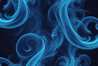 The primary subject of the image is a blue smoke or mist, which is the main object, scene, or focus of the image. The setting or background is a blue and white patterned surface, which adds to the visual style of the image. The visual style of the image is a combination of photo and digital art, illustration, or drawing, creating a unique and captivating atmosphere. The dominant colors in the image are blue and white, which contribute to the overall mood of the scene.
