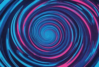 The primary subject of the image is a spiral pattern, which is the main object, scene, or focus of the image. The spiral pattern is set against a blue and pink background, creating a visually striking and colorful scene. The spiral pattern is depicted in a digital art style, giving it a modern and dynamic appearance. The overall atmosphere of the image is vibrant and energetic, with the spiral pattern serving as a central point of interest.
