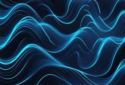 The primary subject of the image is a blue wave pattern, which is the main object, scene, or focus of the image. The setting or background is a dark blue surface, which adds to the overall atmosphere. The visual style of the image is digital art, as it is a digital representation of a wave pattern. The dominant colors in the image are blue, which creates a calm and soothing mood.