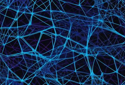 The primary subject of the image is a blue, purple, and white pattern. The setting is a dark background, which contrasts with the vibrant colors of the pattern. The visual style appears to be a digital art or illustration, as the colors and patterns are intricate and detailed. The overall atmosphere of the image is one of creativity and artistic expression.