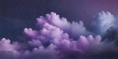 The primary subject of the image is a cloudy sky with purple clouds. The setting is a dark, cloudy sky, and the visual style is a photo. The dominant colors are purple and gray, creating a moody atmosphere.