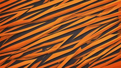 The primary subject of the image is a patterned orange and black tiger print. The setting is a black and orange background, which creates a striking contrast with the tiger print. The visual style is a digital art or illustration, as the tiger print appears to be a digital design. The dominant colors are orange and black, giving the image a bold and vibrant atmosphere.