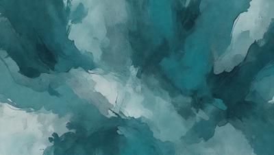The primary subject of the image is a blue and white painting of a cloudy sky. The setting is a blue background, and the visual style is a painting. The colors and mood of the painting are predominantly blue and white, creating a serene and calming atmosphere.