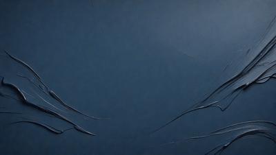 The primary subject of the image is a blue background with a pattern of white streaks. The setting appears to be a dark room, and the visual style is a combination of a photo and a drawing. The colors and mood of the image are predominantly dark and moody, with the blue background and white streaks creating a sense of depth and contrast.