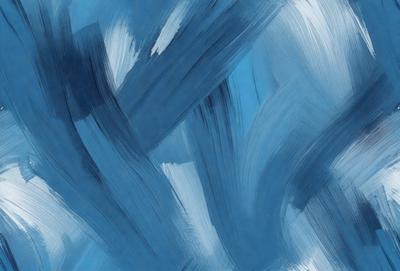 The primary subject of the image is a blue painting with a swirling pattern. The setting is a blue background, and the visual style appears to be a painting or drawing. The colors and mood of the image are predominantly blue, creating a calm and serene atmosphere.