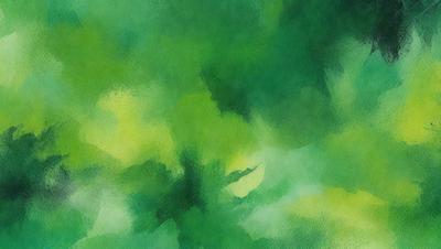 The primary subject of the image is a close-up of a leafy green tree. The setting is a forest, with the tree surrounded by other trees. The visual style is a painting, with the colors and mood being lush and vibrant.