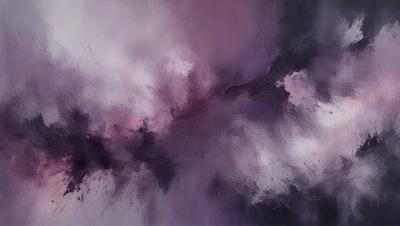 The primary subject of the image is a purple and white painting. The setting is a canvas, and the visual style is a painting. The dominant colors are purple and white, creating a mood of calmness and tranquility.