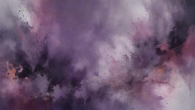 The primary subject of the image is a purple and pink painting with a cloudy background. The setting is a canvas, and the visual style is a painting. The dominant colors in the painting are purple and pink, creating a warm and inviting atmosphere.