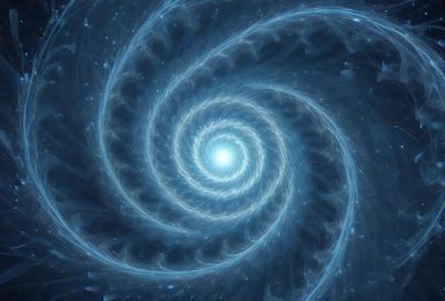 The primary subject of the image is a spiral pattern, which is the main object, scene, or focus of the image. The spiral pattern is set against a blue background, giving it a vibrant and lively appearance. The visual style of the image is digital art, as it is a computer-generated representation of the spiral pattern. The dominant colors in the image are blue and white, creating a sense of depth and dimension.