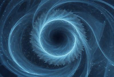 The primary subject of the image is a blue spiral, which appears to be a swirling pattern or a vortex. The setting is a dark background, which contrasts with the blue spiral. The visual style of the image is digital art, as it is a computer-generated or digitally created pattern. The dominant colors in the image are blue and black, creating a sense of depth and intrigue.