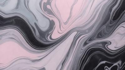 The primary subject of the image is a close-up of a marbled surface, which appears to be a combination of black and white, with some gray tones. The setting is a room with a pink background, which adds a contrasting color to the scene. The visual style of the image is a mix of photo and digital art, creating a unique and intriguing appearance. The dominant colors in the image are black, white, and gray, with the pink background providing a touch of warmth and contrast. The overall atmosphere