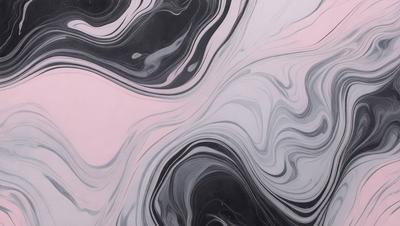 The primary subject of the image is a black and white painting of a swirling, abstract design. The setting is a black background, which contrasts with the swirling design. The visual style is a painting, which gives the image a more artistic and creative appearance. The dominant colors are black and white, creating a bold and striking visual effect. The overall atmosphere of the image is dynamic and captivating, with the swirling design drawing the viewer's attention.