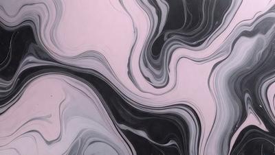 The primary subject of the image is a black and white patterned surface, which appears to be a painting or a drawing. The setting is a pink background, creating a contrast between the black and white pattern and the pink color. The visual style suggests that the image is a digital art or illustration, as it is not a photo. The dominant colors are black, white, and pink, creating a bold and striking visual effect.