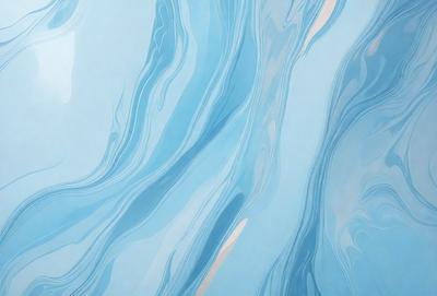 The primary subject of the image is a blue and white ocean wave. The setting is a blue ocean, and the visual style is a digital art or illustration. The dominant colors are blue and white, creating a calm and serene atmosphere.