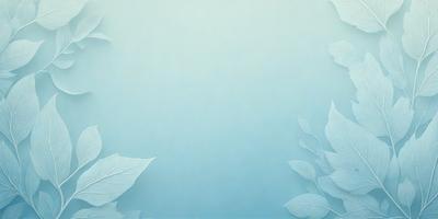 The primary subject of the image is a blue background with a leaf pattern. The setting is a white wall, and the visual style is a digital art or illustration. The dominant colors are blue and white, creating a calm and serene atmosphere.
