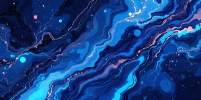The primary subject of the image is a blue and black swirling pattern, which appears to be a digital art or illustration. The setting is a dark blue background, and the visual style is a combination of digital art and illustration. The dominant colors are blue and black, creating a moody and dramatic atmosphere.