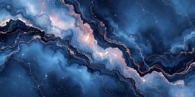The primary subject of the image is a blue and purple galaxy, which is the main object, scene, or focus of the image. The setting or background is a dark, star-filled sky, which is visible in the image. The visual style of the image is digital art, as it is a digital painting of the galaxy. The dominant colors in the image are blue and purple, creating a serene and peaceful atmosphere.