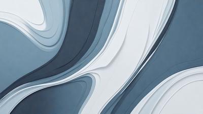 The primary subject of the image is a blue and white swirl pattern. The setting is a white wall, and the visual style appears to be a digital art or illustration. The dominant colors are blue and white, creating a calming and soothing atmosphere.