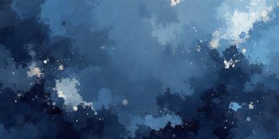 The primary subject of the image is a blue sky with white clouds. The setting is a cloudy sky, and the visual style is a painting or drawing. The colors and mood of the image are predominantly blue and white, creating a serene and peaceful atmosphere.
