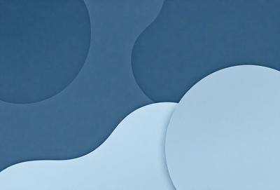 The primary subject of the image is a blue background with a white circle. The setting is a blue wall, and the visual style is a digital art or illustration. The dominant colors are blue and white, creating a calm and serene atmosphere.